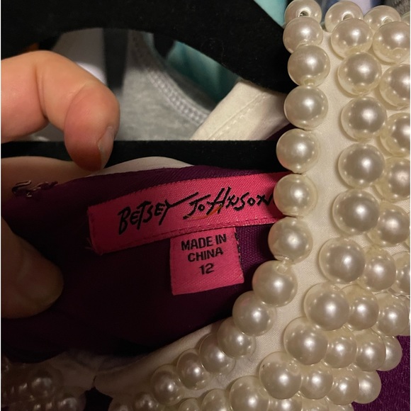BETSEY JOHNSON Purple Pearl Collar Fit & Flare Dress - Picture 16 of 16